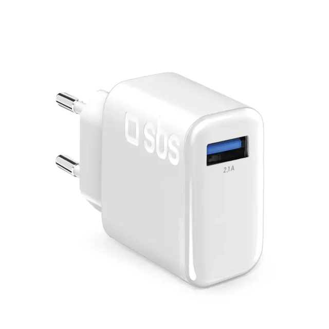 SBS 10W USB Reiseladegerät 2,1A weiss intelligent Laden
