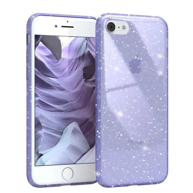 EAZY CASE iPhone SE Glitzerhülle Lila Transparent Glitter
