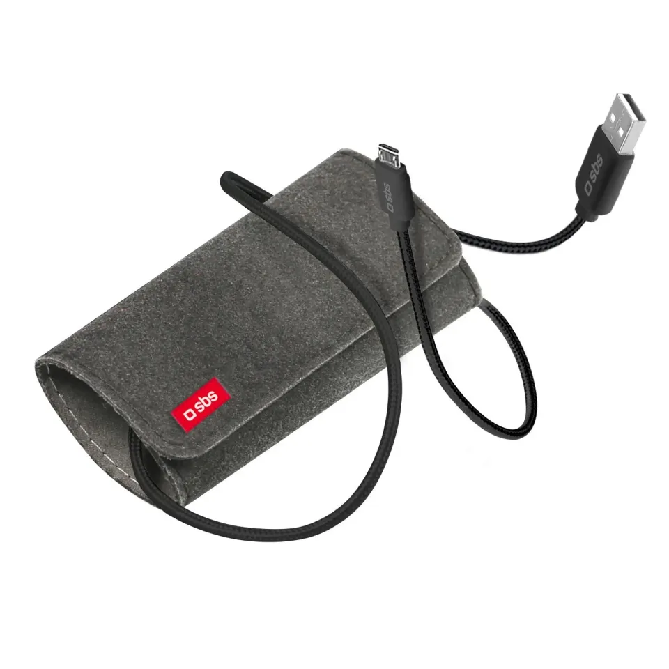 SBS USB/Micro-USB Ladekabel 1 m mit Tasche schwarz