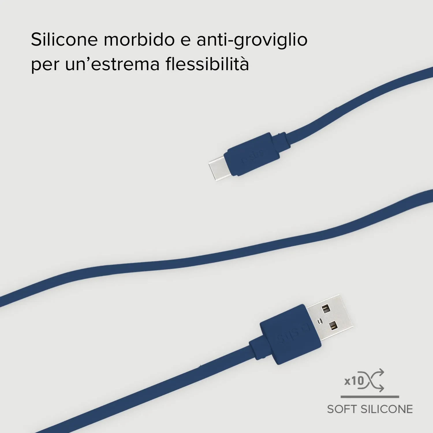 SBS Silikon USB-C Ladekabel 1,5 m blau Datenkabel