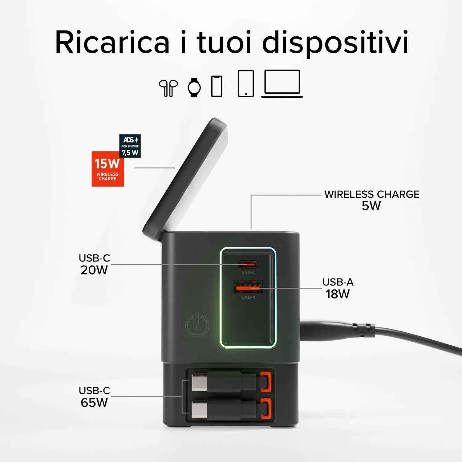 SBS Power Dock Ladestation 6in1 100W MagSafe schwarz