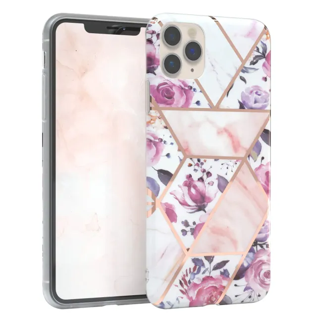 EAZY CASE iPhone 11 Pro Max Silikonhülle Blumen Rosé-Gold