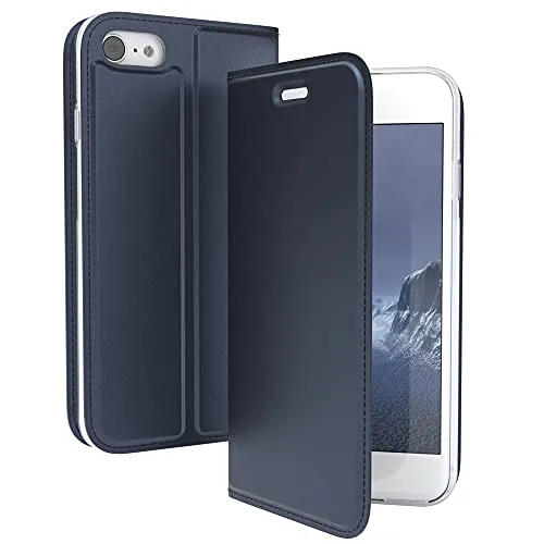 EAZY CASE Wallet Case iPhone SE 2022 Dunkel Blau Magnet
