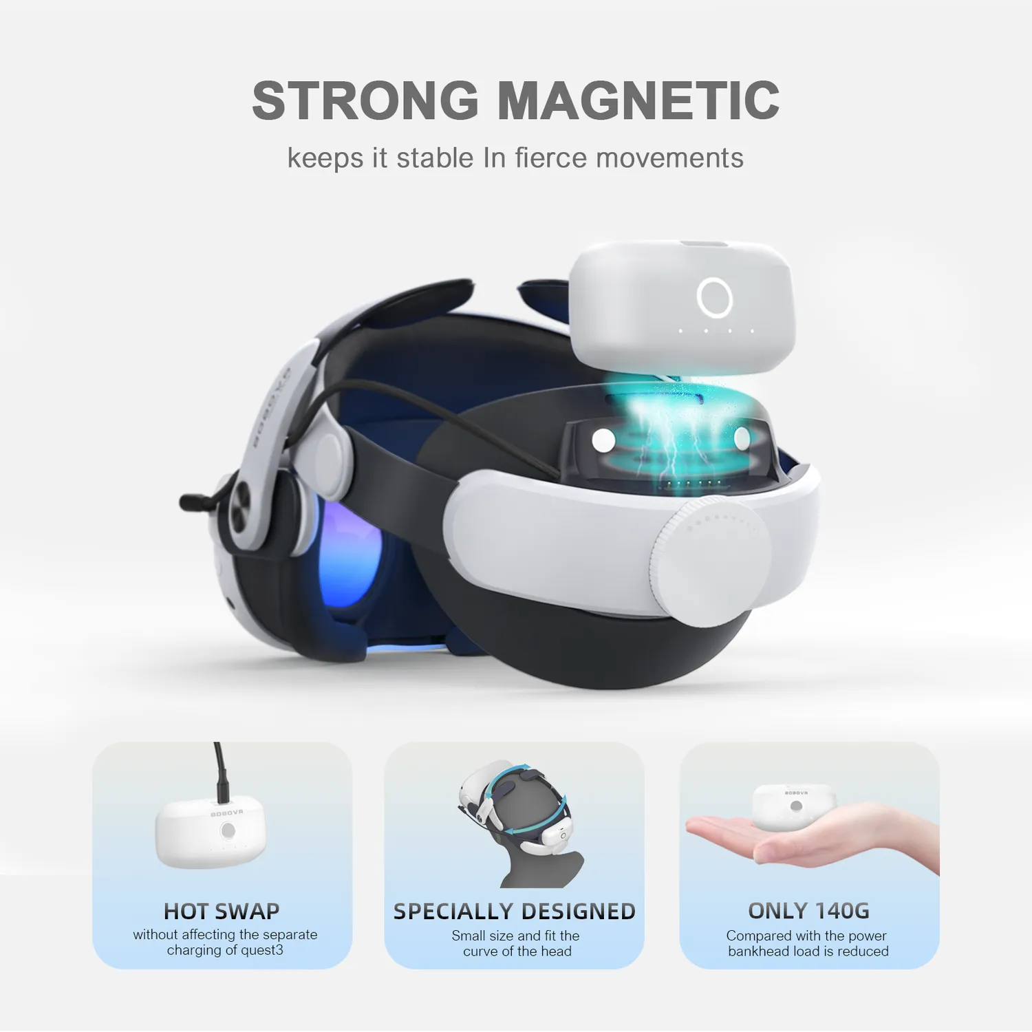 BOBOVR M3 Pro Akku-Strap für Quest 3/3S 5200mAh
