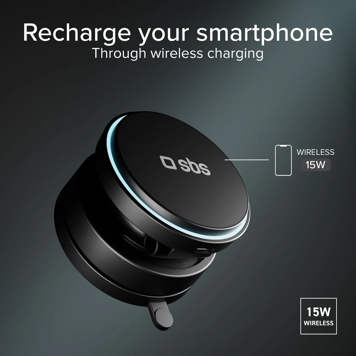 SBS Autohalterung magnetisch 15W Wireless Saugnapf