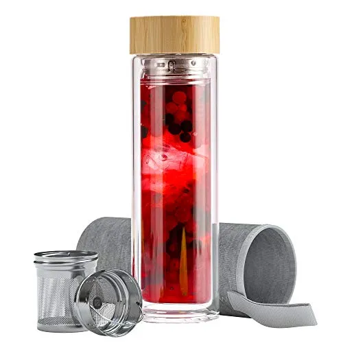 EAZY CASE Teeflasche Glas 500ml Bambusdeckel