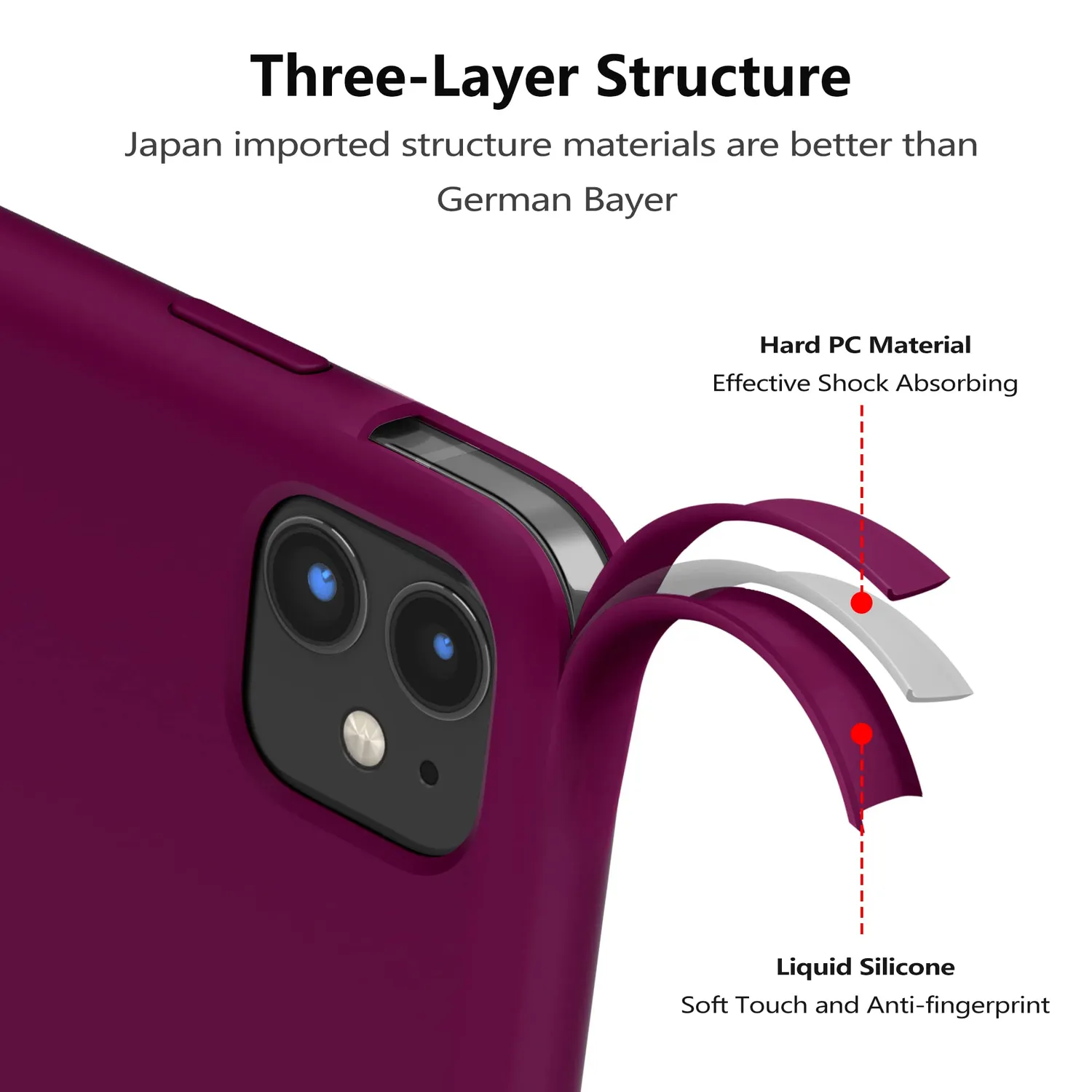 YATWIN iPhone 11 Silikonhülle Weinrot mit Kameraschutz