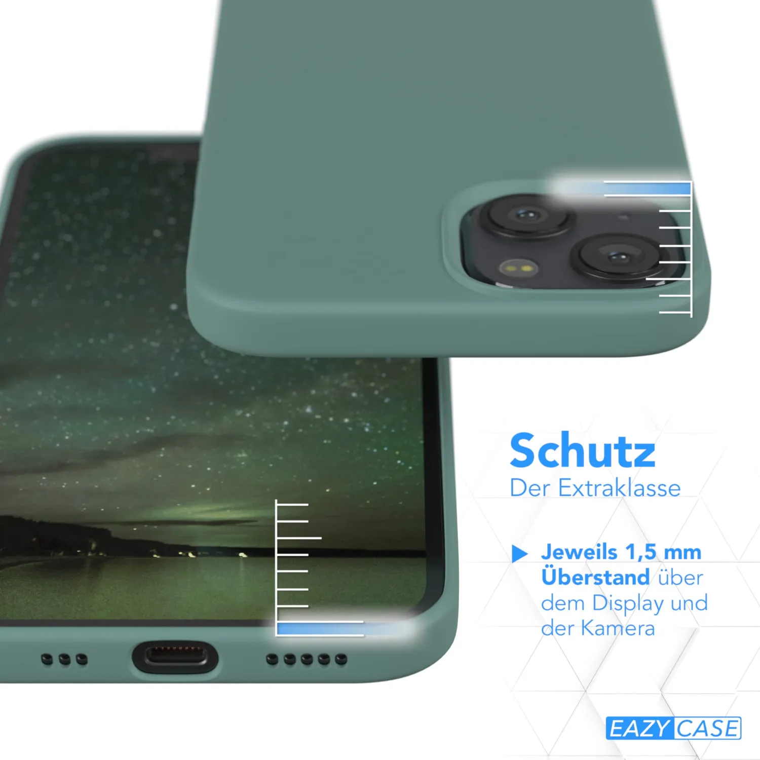 EAZY CASE Premium Silikon iPhone 13 Handyhülle Nacht Grün