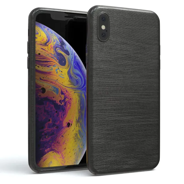 EAZY CASE iPhone X/XS TPU Hülle Brushed Anthrazit Edelstahl-Optik