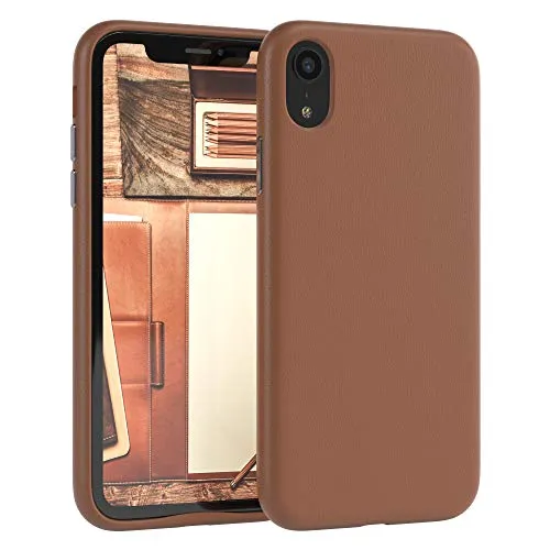 EAZY CASE iPhone XR Kunstlederhülle Braun Kameraschutz