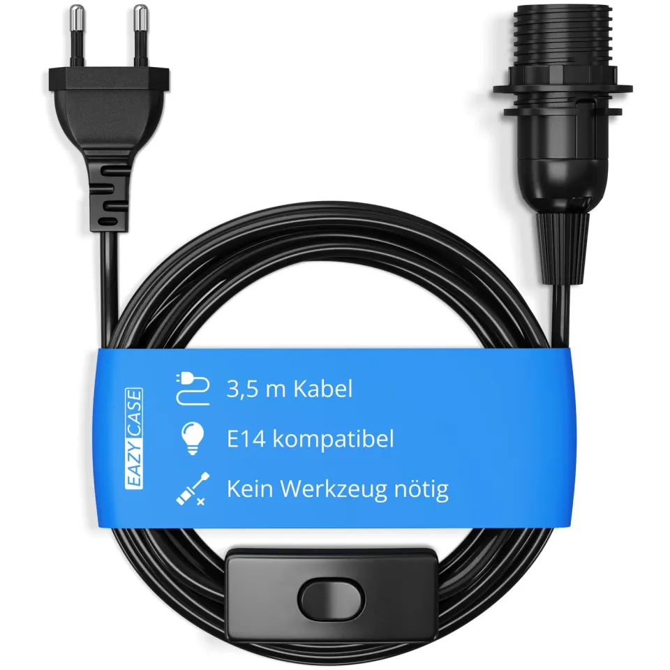 EAZY CASE E14 Lampenfassung mit Kabel Schwarz 3,5 m