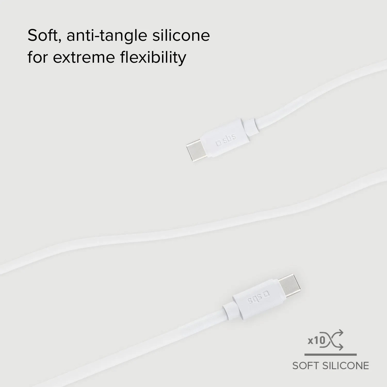 SBS USB-C Kabel 1,5m Silikon weiß Anti-Knoten