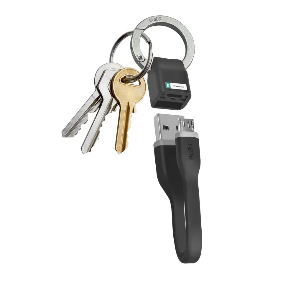 SBS Micro-USB Ladekabel kurz schwarz Schlüsselring