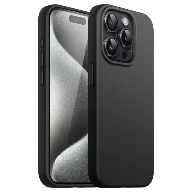 arktis iPhone 15 Pro Max Silikon Hülle Schwarz griffig