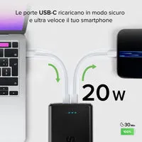 SBS Powerbank 30000mAh 20W USB-C USB-A Schwarz