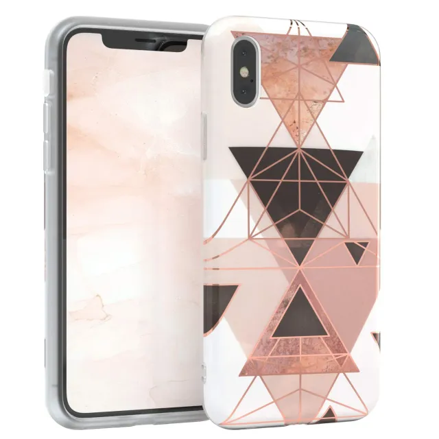 EAZY CASE iPhone XS Max Silikonhülle Geometrie Rosabraun