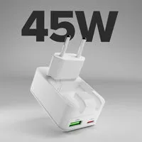 SBS Flexy 45W Wandladegerät USB-C PD USB-A Klappstecker