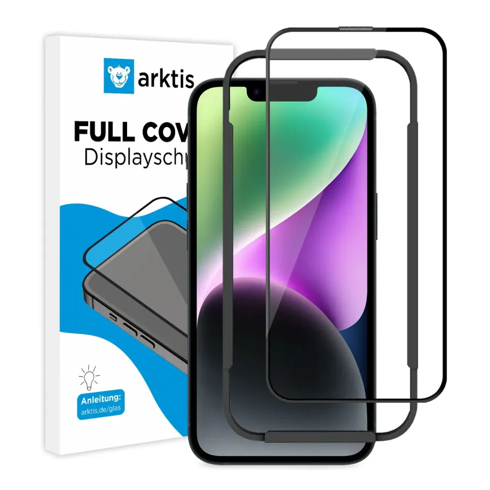 arktis Full Cover iPhone 14 Panzerglas hüllenfreundlich 9H