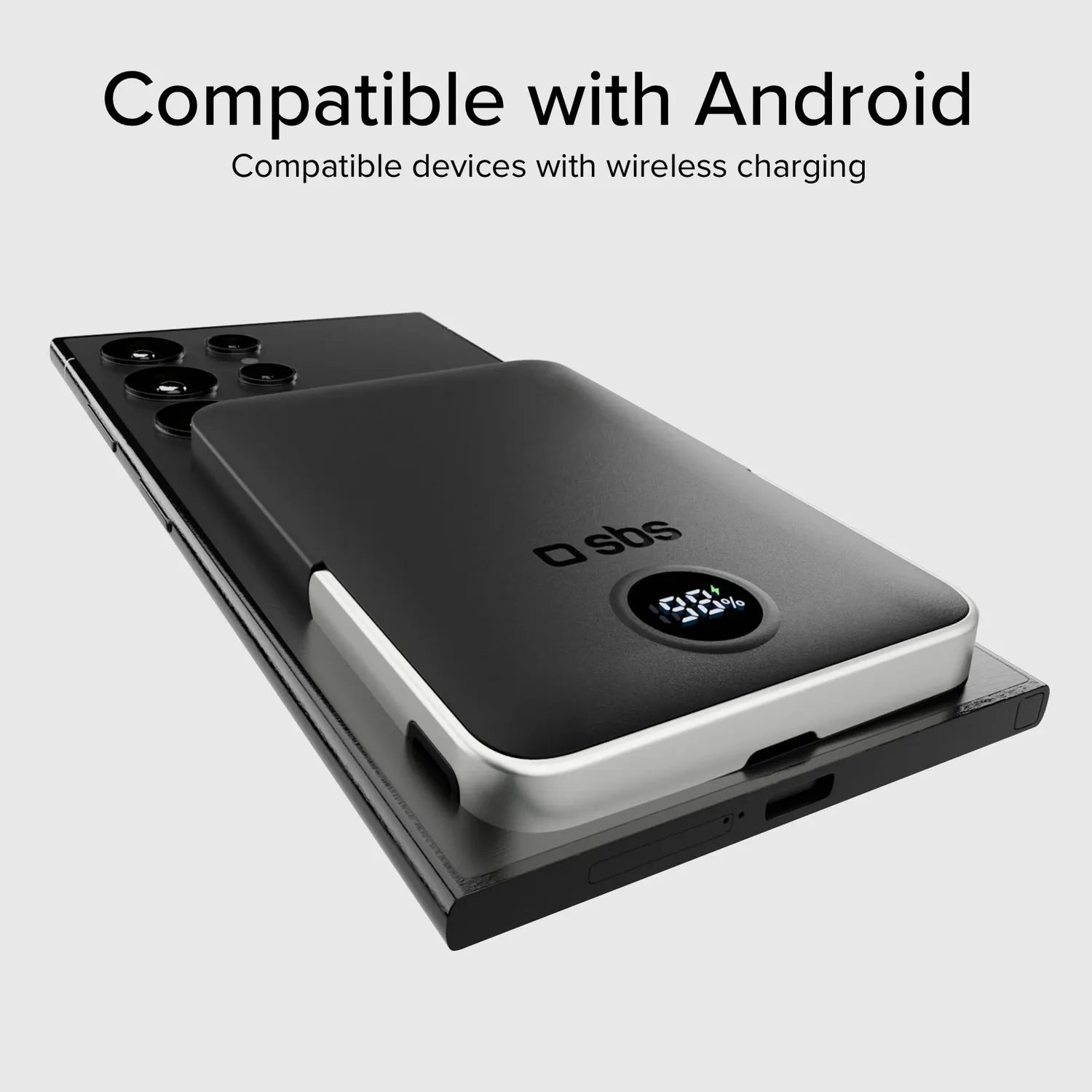 SBS Powerbank 5000mAh Wireless Powerbank Schwarz mit Ständer