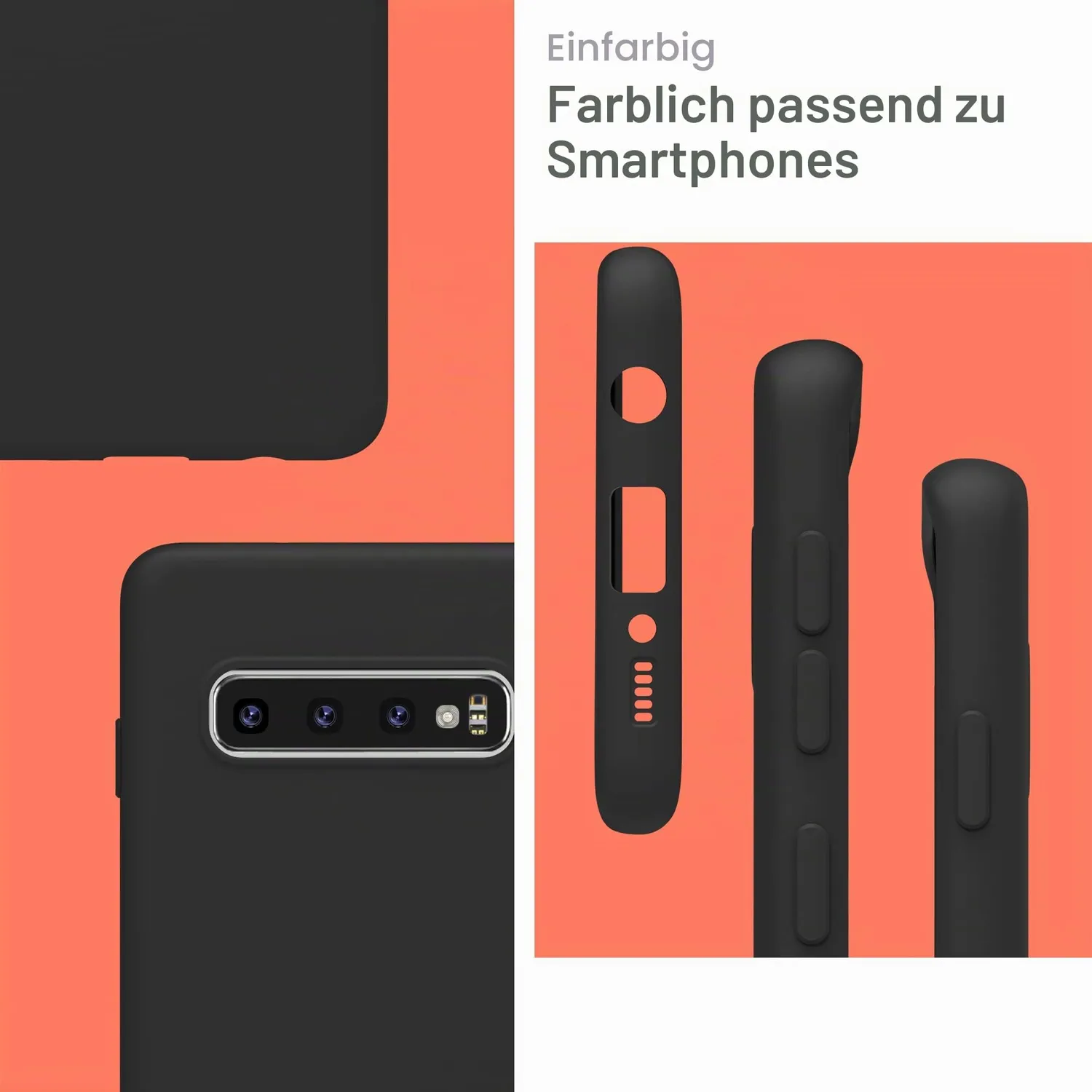YATWIN Silikon Handyhülle Samsung S10 Plus schwarz Soft-Touch