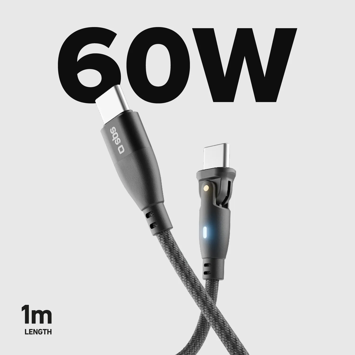 SBS Flexi USB-C Kabel 60W 1m Nylon abgewinkelt