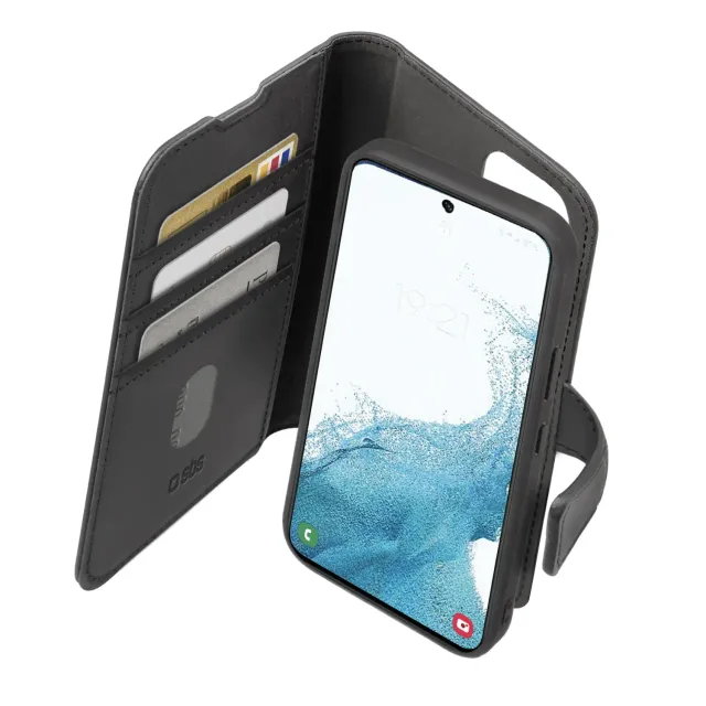 SBS Book Samsung Galaxy S22 Hülle Schwarz abnehmbar