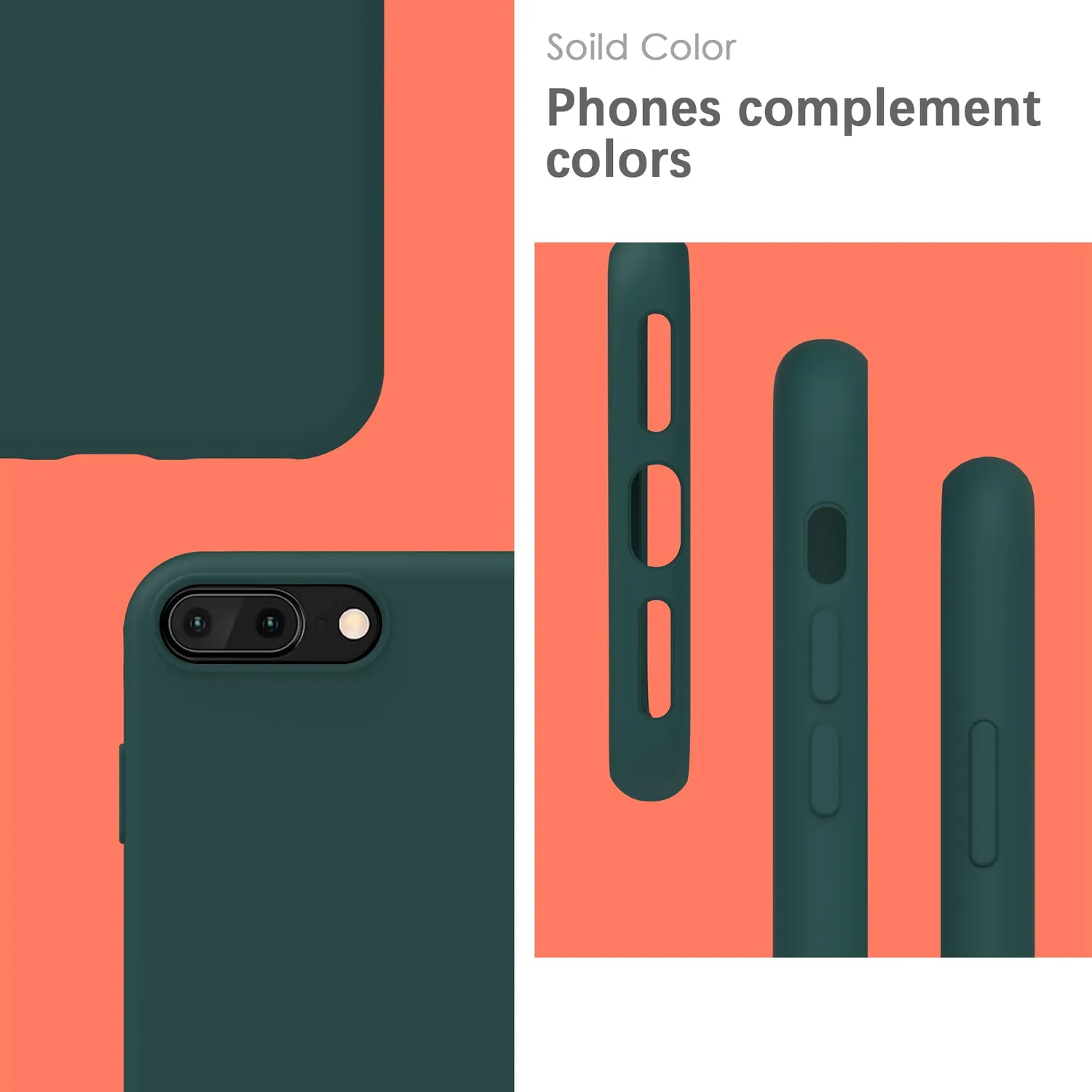 YATWIN iPhone 7 Plus / 8 Plus Silikonhülle Piniengrün matt