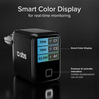 SBS 70W USB-C Wandladegerät TFT-Display 3-Port