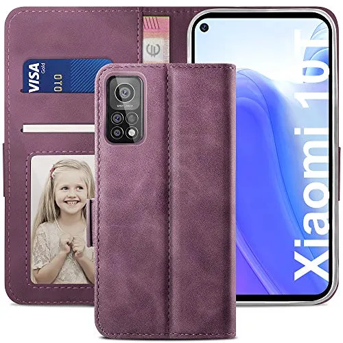 YATWIN Xiaomi Mi 10T / 10T Pro Klapphülle Weinrot RFID