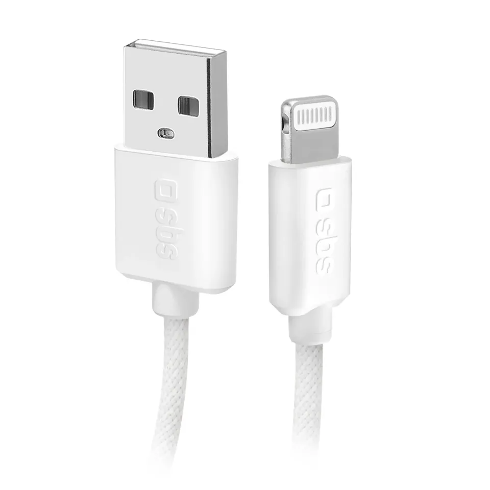 SBS USB-A Lightning Kabel 1,5m Stoff MFi schwarz