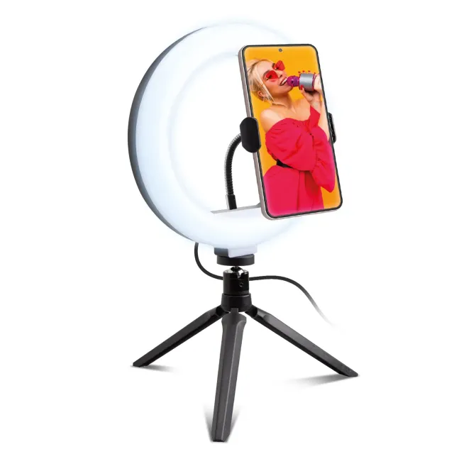 SBS Selfie Ringlicht 20cm mit Stativ 3 Lichtfarben