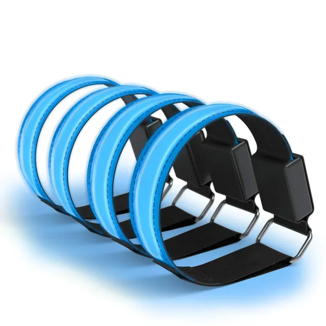EAZY CASE LED Armband Blau 4er Leuchtband Klett 3 Modi