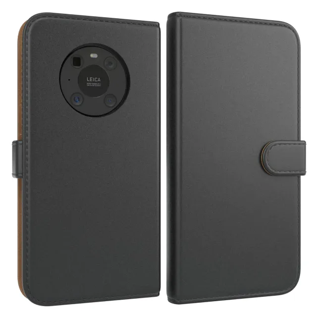 EAZY CASE Huawei Mate 40 Pro Klapphülle Book Schwarz Leder