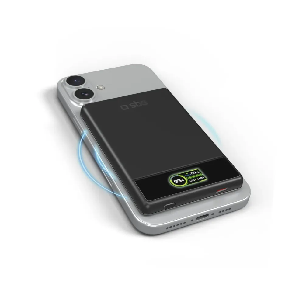 SBS Powerbank 5000mAh magnetisch 15W mit Display
