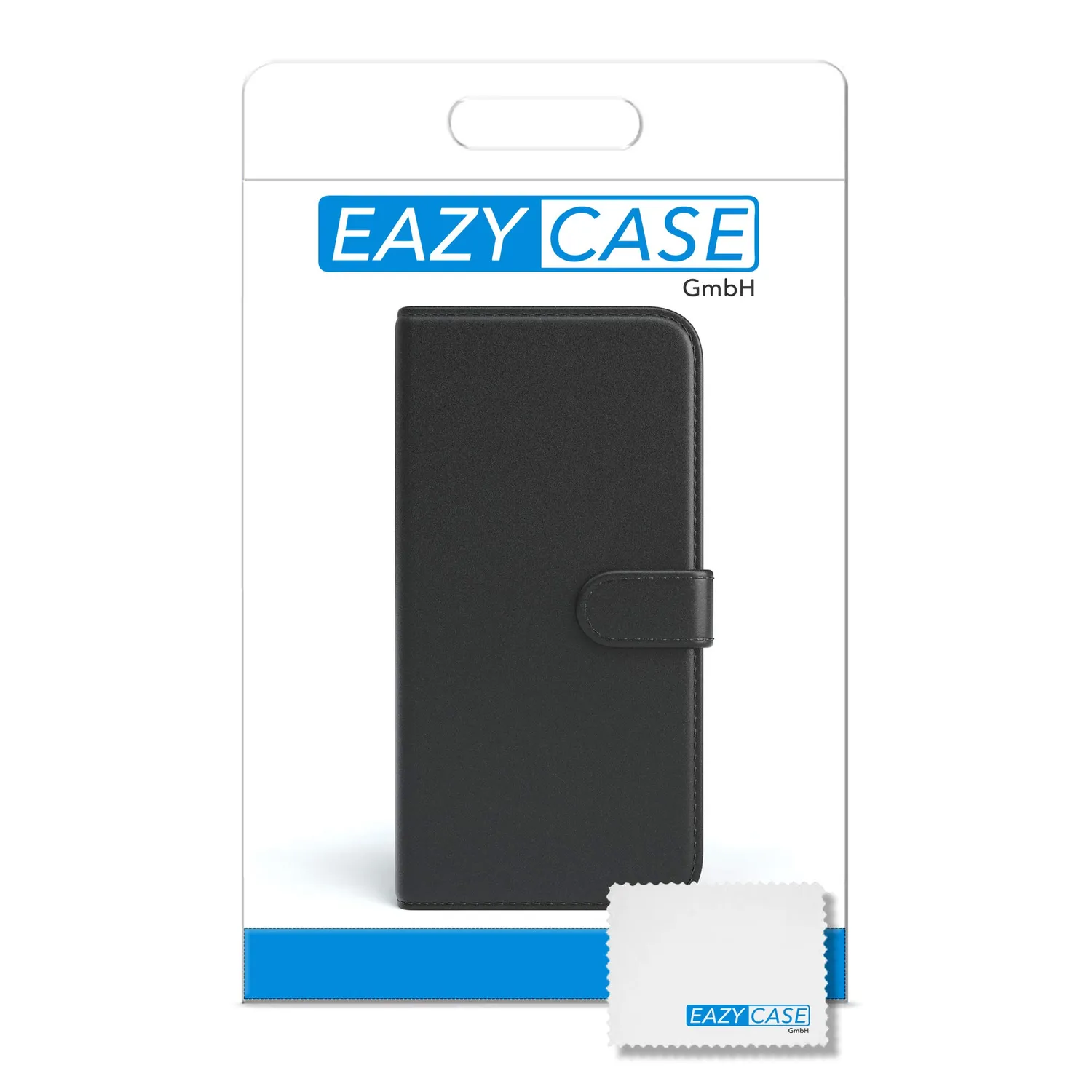 EAZY CASE Huawei Y7 Klapphülle Book Schwarz Kartenfach Leder
