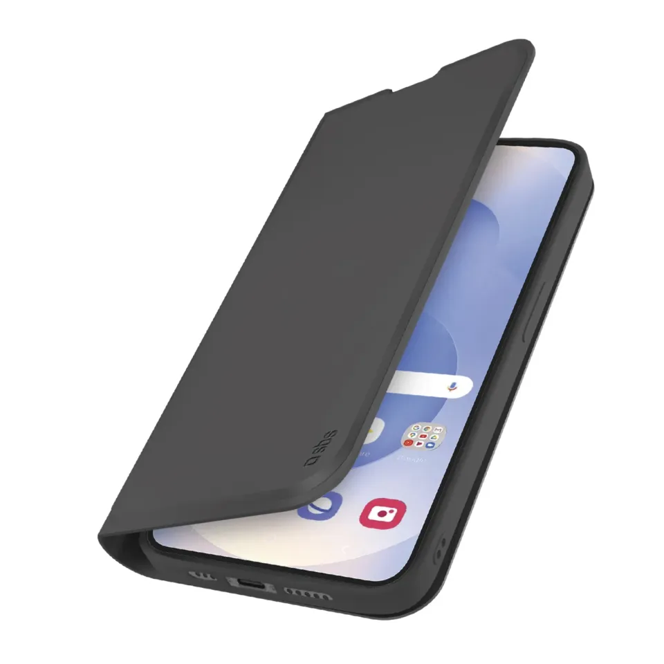 SBS Wallet Smooth Galaxy S25 Edge Handyhülle Schwarz Stoßschutz