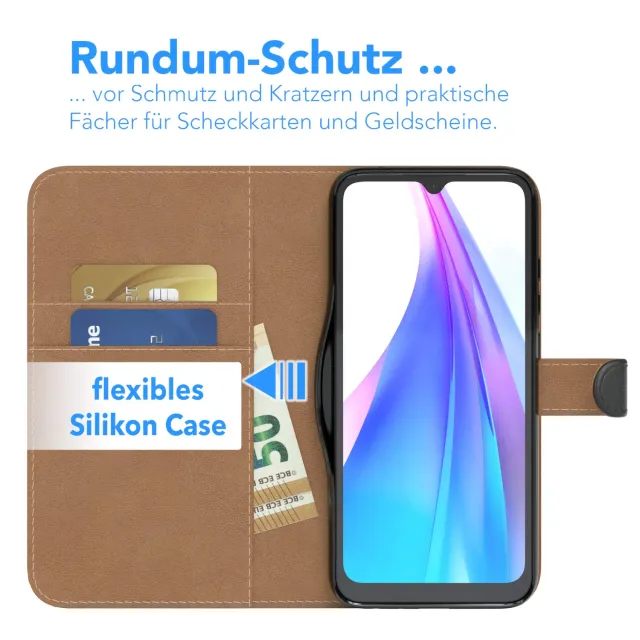 EAZY CASE Book Redmi Note 8T Handyhülle Schwarz Bookstyle