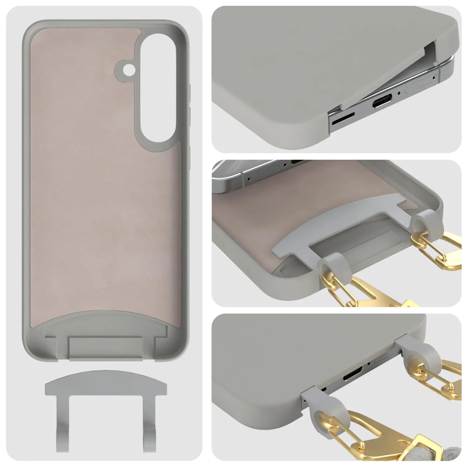 EAZY CASE Galaxy S24 Plus Handyhülle mit Kette Grau stoßfest