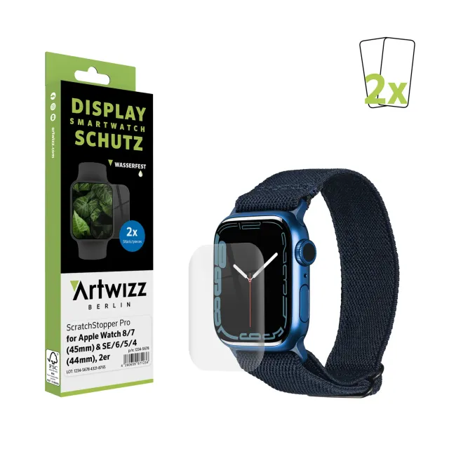 Artwizz ScratchStopper Pro Apple Watch 45/44 mm Schutzfolie 2er Pack