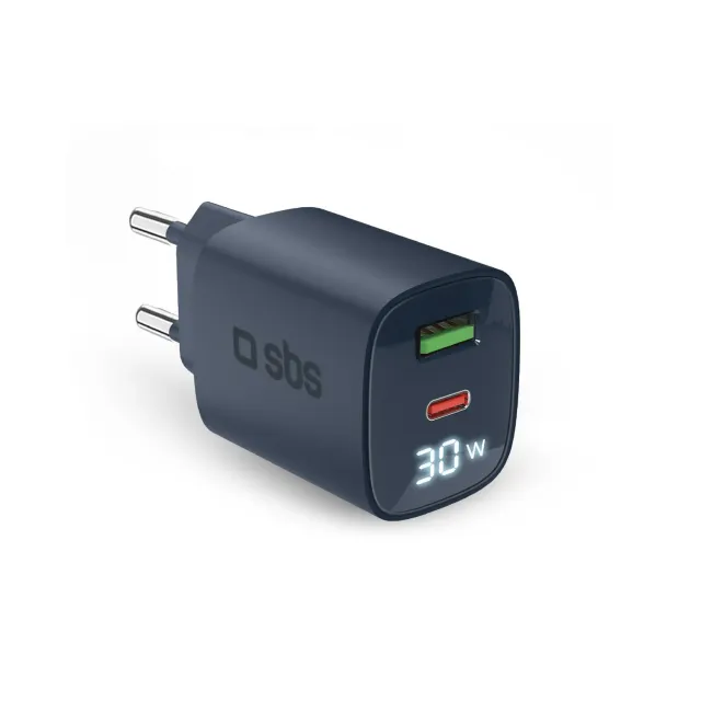 SBS Power Control Ladegerät 30W USB-C LCD Schwarz