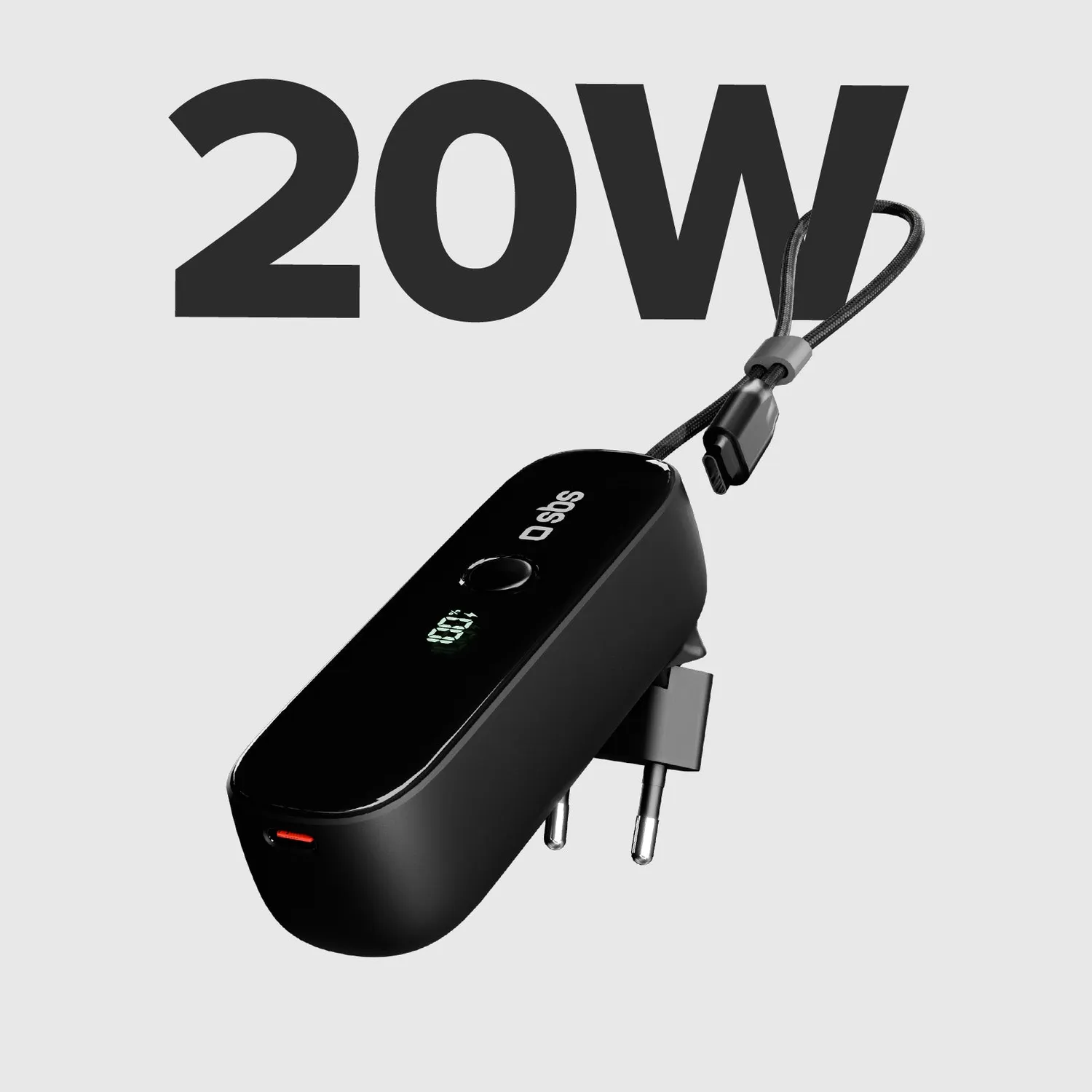 SBS Hybrid 5000mAh PD 20W Powerbank mit Stecker