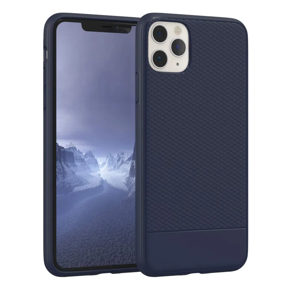 EAZY CASE iPhone 11 Pro Max Silikonhülle dunkelblau strukturiert