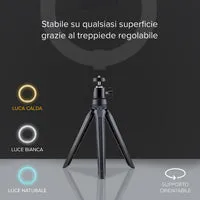 SBS Selfie Ringlicht 20cm mit Stativ 3 Lichtfarben