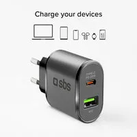 SBS Power Delivery Wandladegerät 25W USB-C USB-A Schnellladen