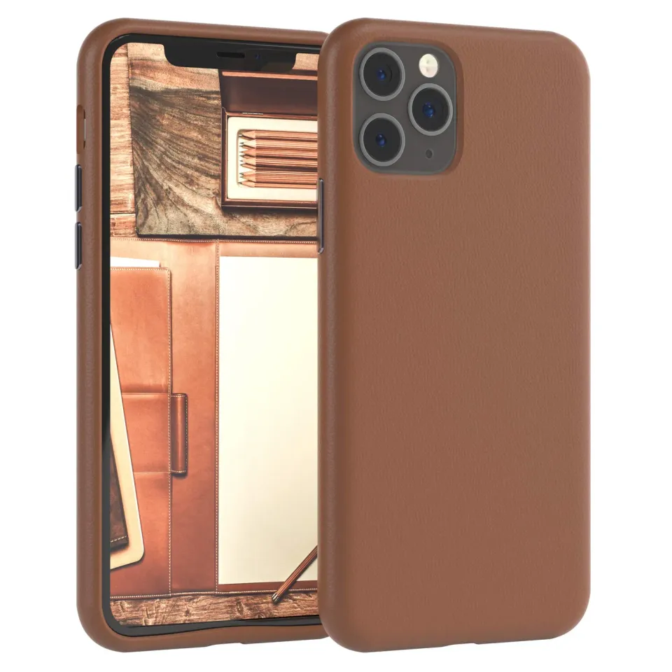 EAZY CASE iPhone 11 Pro Kunstlederhülle Braun Kameraschutz