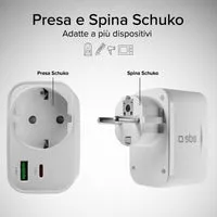 SBS 20W Schuko Wandladegerät USB-C + USB-A mit Steckdose