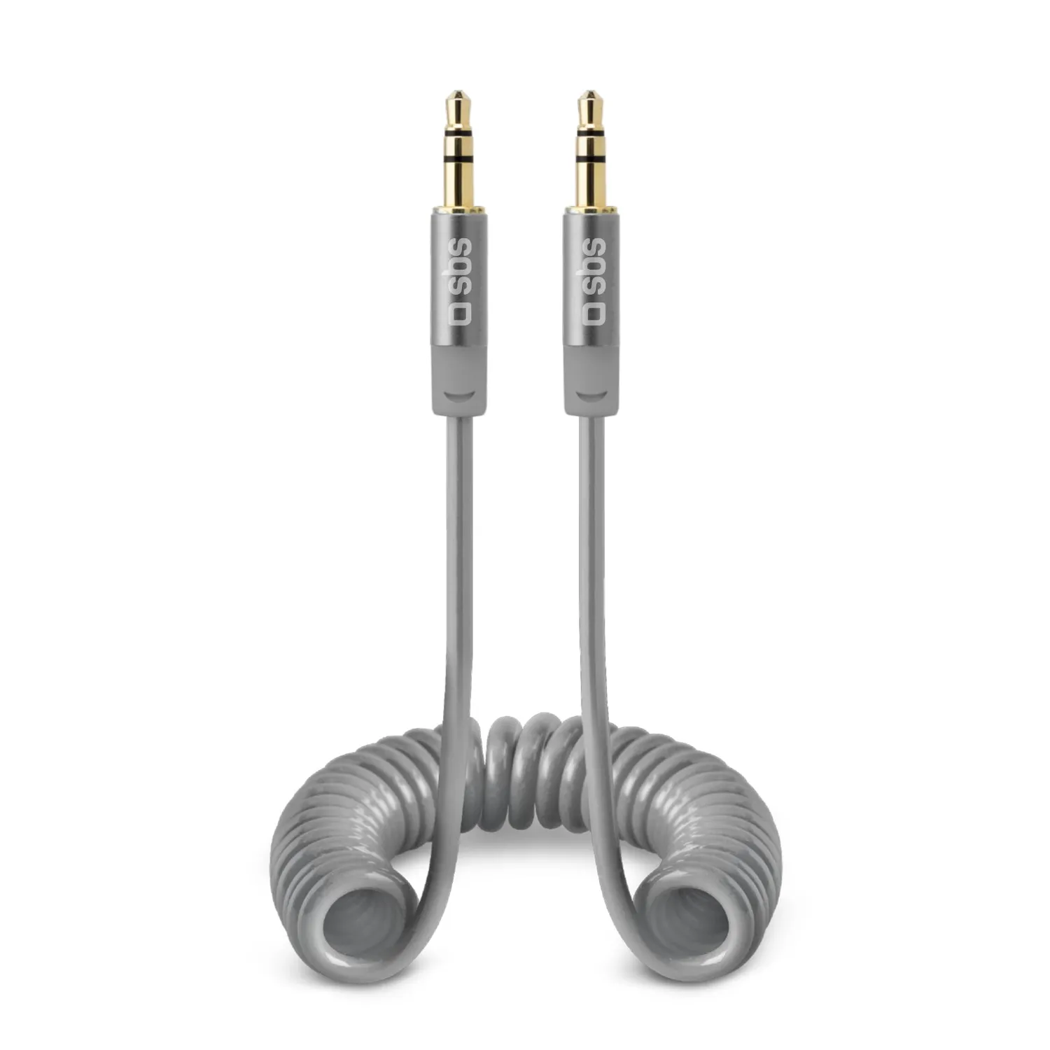 SBS Spiralkabel Klinke 3,5mm 1,3m Audiokabel Grau