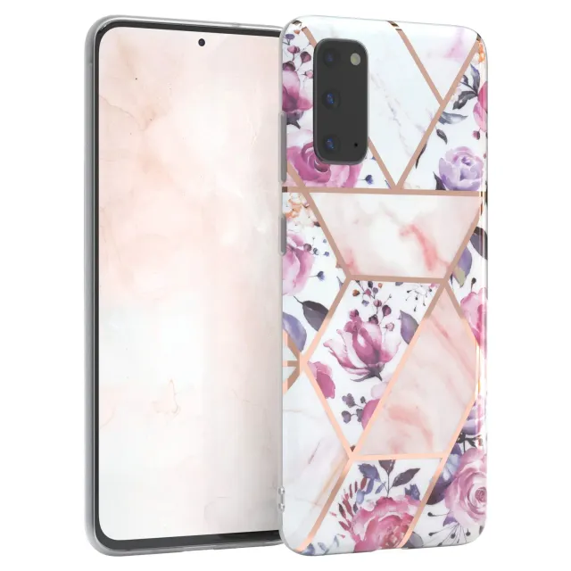EAZY CASE Galaxy S20 Handyhülle Blumen Rosé-Gold Rosenmotiv