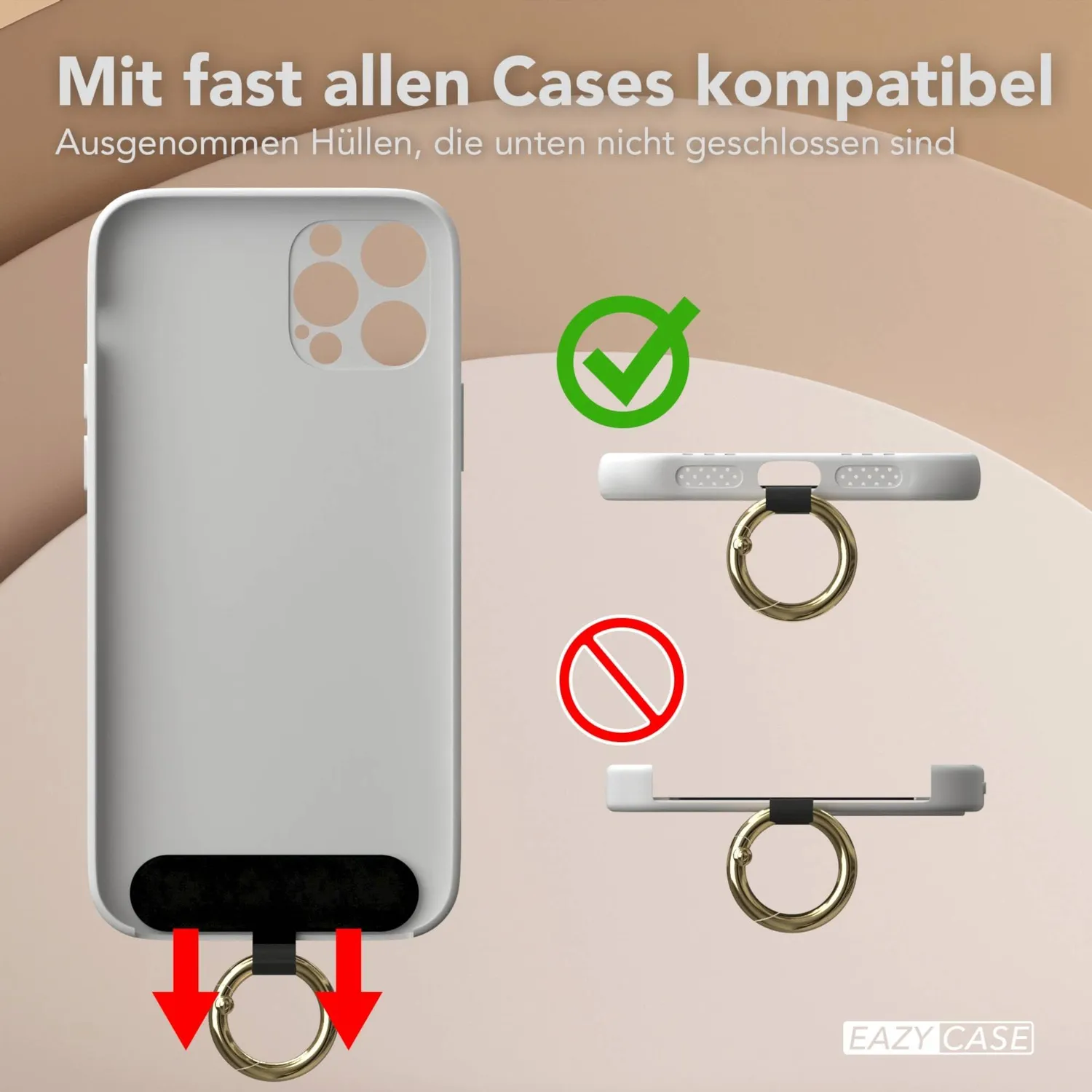EAZY CASE Universal Handykette Welle Beige Blau verstellbar