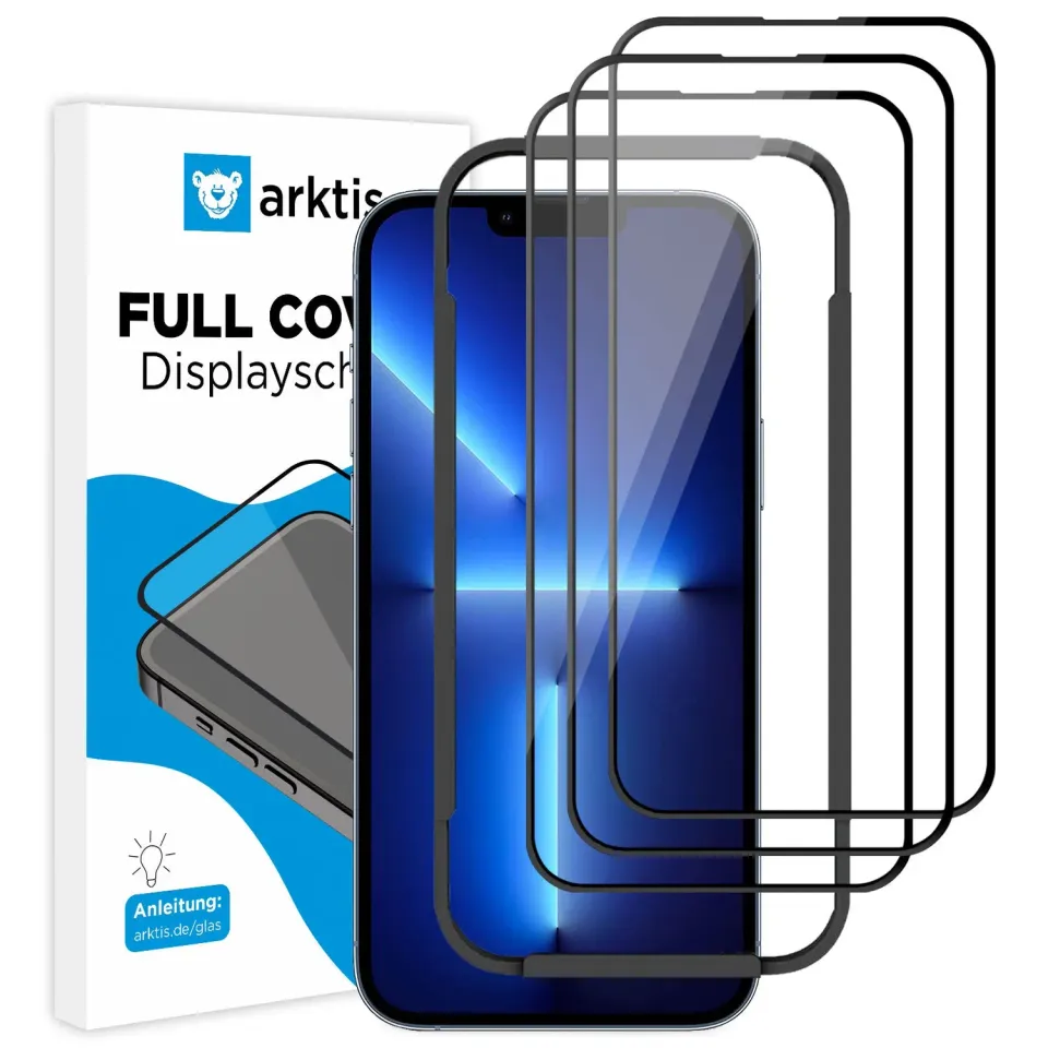 arktis FULL COVER iPhone 13 Pro Panzerglas 3er Set
